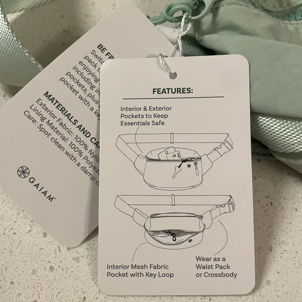 NWT • GAIAM Light Sage Green Belt Bag/ Waist Pack - Picture 5 of 14